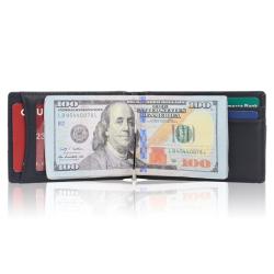Custom minimalist leather money clip wallet rfid men front pocket slim pu money clip wallet