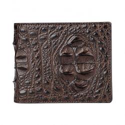 Premium Men's Crocodile Leather Bifold Wallet With ID Window