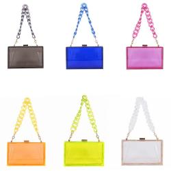 Wholesale Summer ladies Transparent Boxed Purse Crossbody Handbag Trendy women clear acrylic evening clutch bag 2024