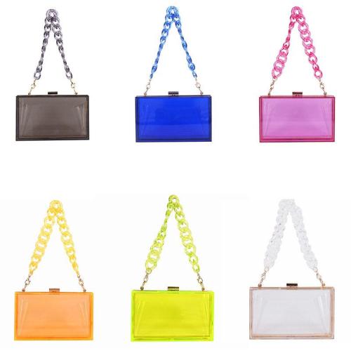 Wholesale Summer ladies Transparent Boxed Purse Crossbody Handbag Trendy women clear acrylic evening clutch bag 2024