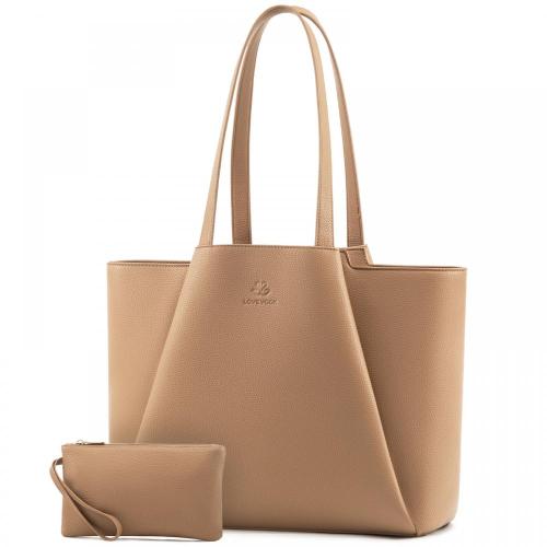 LOVEVOOK Stylish Laptop Tote Bag for Women 15.6 In Leather Work Bag with Clutch Large Purse Briefcase Shoulder Bag Handbag set