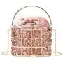 HR615 Women's Dinner Bag Fashion Metal Hollow Sequin Bucket Evening Clutch Bag Luxury One Shoulder Crossbody Party Handbag