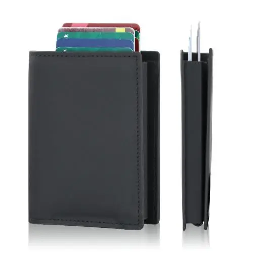 Custom RFID Blocking Pop Up Card Case Stylish Mens Wallet with Quick Access Man wallet metal card holder