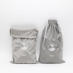 Custom Embroidery Logo Velvet Drawstring Dust Cloth Shoe Bag Large Gray Velvet Gift Shopping Bag For Shoe