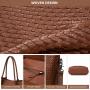 LOVEVOOK 2024 new leather Woven Bag large capacity fashion Vegan purses for school work daily use women office tote shoulder bag
