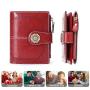 2024 New RFID Women Wallet Short Card Holder Oil Wax Leather Coin Purse Fashion Buckle Zipper Wallets