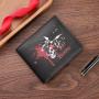 New style wallet, retro skull color printing short small wallet, portable and fashionable hand-held men's coin purse