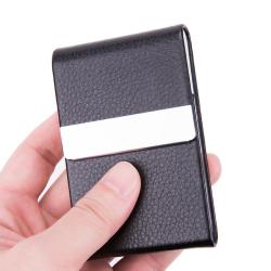 OEW099 Custom Logo Business Card Case Metal Credit Card Gift Box For Men Pu Leather Name Card Holder with Magnetic Shut