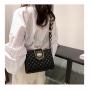 Diamond Lattice Thread Bag 2021 Spring New Fashion Messenger Bag Small Square Zipper Chain Bag with Lock