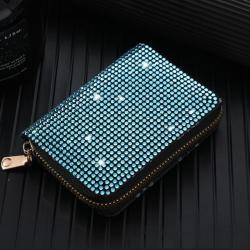ZR217 New Diamond Zippered Wallet Small Ins European and American Women's Short Card Bag Luxury Multiple Card Slots