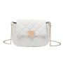 Heart-shaped embroidery bag 2024 ladies women's shoulder bag female casual mobile phone bag diamond lattice