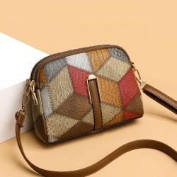 2024 New Colored Versatile Fashion Double Zipper Single Shoulder Crossbody Change Phone Bag