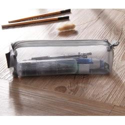 Transparent Mesh Clear Polyester Stationery Bag Wholesale Logo Printed Zipper Ducoment File Pencil Bag