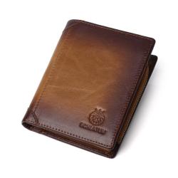 XL294 Men's Genuine Leather Short Wallet Soft Comfortable Purse Gift Packaging Box Card Holders Accept Customized Logo