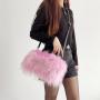 Winter women's plush tote handbag imitation raccoon fur European and American crossbody handbag fur bags
