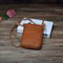 Hand Woven Genuine Leather Phone Pouch Bag Shoulder Bag for Women