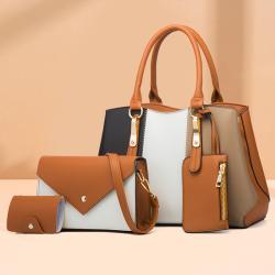 2023 New Fashion Color Contrast Women's Bag Women's Handbag One Shoulder Crossbody Bun Mother Bag Four Piece Women's Bag