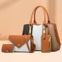2023 New Fashion Color Contrast Women's Bag Women's Handbag One Shoulder Crossbody Bun Mother Bag Four Piece Women's Bag