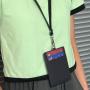 2024 New Single Lanyard Magnetic Id Name Credit Card Holder Leather Office Table Business Card Holder