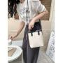 Factory wholesale PU fabric hand bag drawstring design tote bag women weaving design diagonal bucket bag ladies