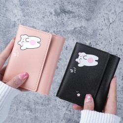 Women PU Leather Short Small Wallet New Fashion Custom Logo Portable Solid Color Simple Ladies Wallets Coin Purse Card Bag