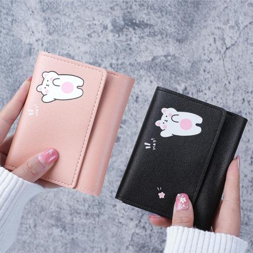 Women PU Leather Short Small Wallet New Fashion Custom Logo Portable Solid Color Simple Ladies Wallets Coin Purse Card Bag