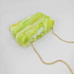 2024 latest yellow green square acrylic box evening bag clutch for women party purse Wedding Dinner handbags