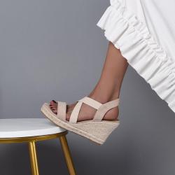 Fashion Fancy Female Chunky Footwear Woman Ultra Platform Wedge High Heels Espadrilles Sandals For Women And Ladies