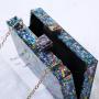 Fashion women's shoulder bag small square box sequin clutch bag handbags acrylic bag evening clutches pochette femme
