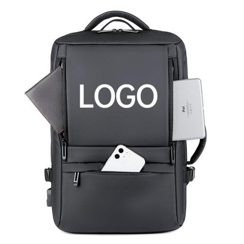 Fashion Expandable Back Pack Travel Rucksack Carry on Laptop Backpacks Bag Suitcase for Men Black Waterproof Bag Polyester BSCI