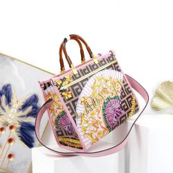 hot selling large size women's handbags quality PU printing ladies bags fashion ladysky private label tote bags for girls  34 cm