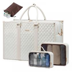 LOVEVOOK Quilted Design 4 in 1 Travel duffle Bag Overnight Bag with packing cubes Wide-Open Stylish Weekender Bag for Women 2024
