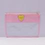 Keymay 17 Colors Personalized Letter Patch Clear Toiletry Bag Transparent Nylon Zipper Pouch Flat PVC Cosmetic makeup Bag