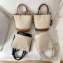 2023 Korean Style Large Capacity Handbag Fashion Stye cross-body single shoulder bag niche stitching canvas Bag bucket bag