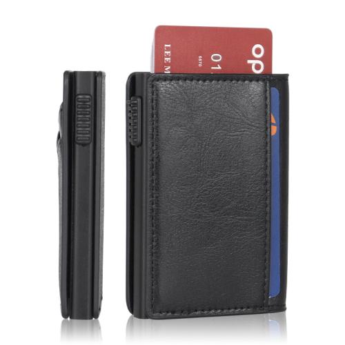 Factory Wholesale Leather Metal Business Card Holder Pop Up Card Holder Aluminum Wallet