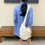 New Korean Version Of Rhombus Cloud Bag Fluffy Soft Long Shoulder Strap Shoulder Bag Silver Large Capacity PU Leather Puff Bag