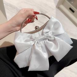 Satin Bowknot Cloth Fashion Women Clutch bag Wedding Bride Temperament Handbag Purse