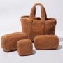 Stock Brown Warm Fabric Large Capacity Teddy Soft Shopping Plush Bag Set Girls Shoulder Casual Tote Bags Ladies Women Hand Bags