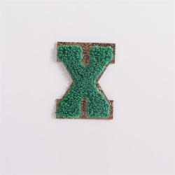 Keymay Custom A-Z 26 Christmas Green Varsity Letter Self Adhesive Patches Embroidery Chenille Patches Custom Christmas Letters