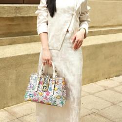 women handbag fashion purse and hand bag ladies quality PU leather printing designer female bag set of two casual tote bag 33 CM
