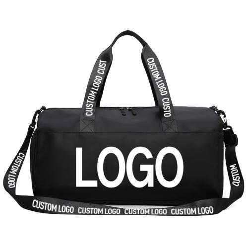 Custom logo gym duffel bag polyester black carry on bag for travel tote workout sports duffle spend the night bags