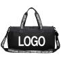 Custom logo gym duffel bag polyester black carry on bag for travel tote workout sports duffle spend the night bags