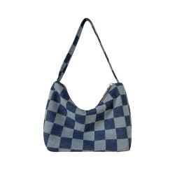 New hand hand shoulder bag women's versatile advanced sense Korean version of the armpit bag niche design chessboard grid cowboy