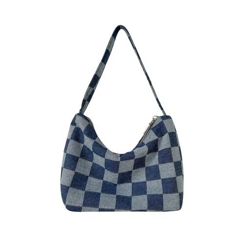 New hand hand shoulder bag women's versatile advanced sense Korean version of the armpit bag niche design chessboard grid cowboy