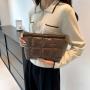024 new embroidery line plaid small square bag Korean version of the trend of glossy women's bags small clutch bags casual tide