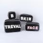 Keymay New Design Multi-color Personalized Letter Patches Canvas Makeup Bag Canvas Cosmetic Bag with Zipper Canvas Pouch Bag