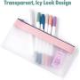 Gelory Multifunctional Pen Holder Clear Pencil Case Teens Portable Stationery Organizer Pencil Pouch with Zipper