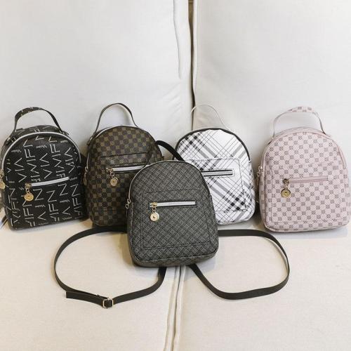 New printing leather backpack for woman 2024 backpack purse for women fashion girls schoolbag small bag Korean shoulder bag