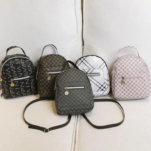 New printing leather backpack for woman 2024 backpack purse for women fashion girls schoolbag small bag Korean shoulder bag