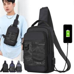Oem Wholesale New Stylish Hiking Riding Multi Pocket Waterproof Man'S Multifunctional Usb Port Sling Chest Bags